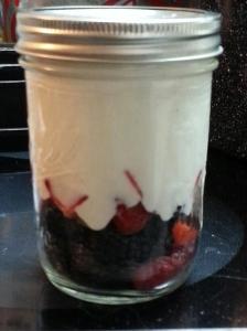 Homemade fruit on the bottom yogurt...