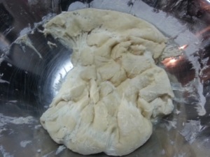 Dough being worked into the center...